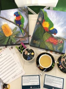Rainbow Lorikeet with Banksia (SOLD), Rainbow Lorikeet with Eucalypt Original Paintings by Gabrielle Conescu
